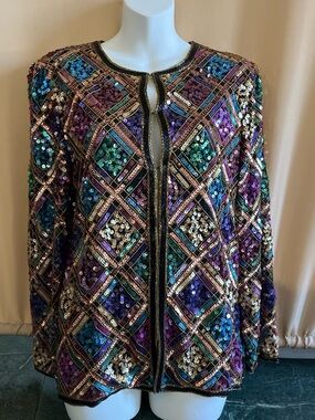 Stenay Multicolor Sequin Geometric Blazer